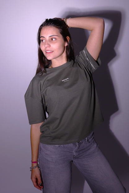 Exura Lady Pulse Loop Tee (Khaki) Cropped